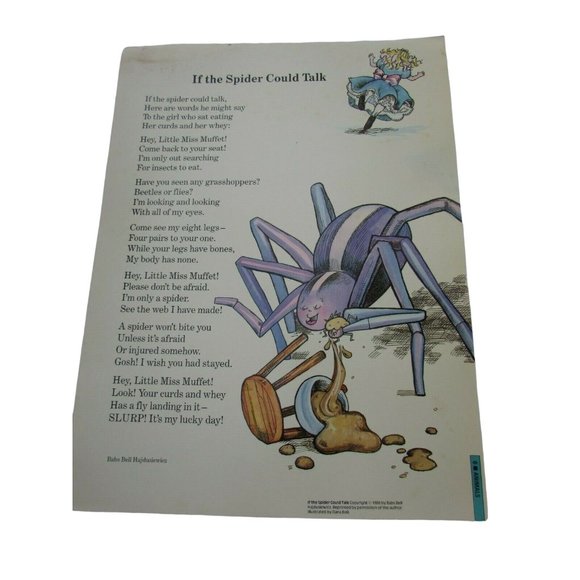 Spider Could Talk Grade School Poster Babs Bell Hajdusiewicz 30250 Poetry VNTG - Picture 1 of 6